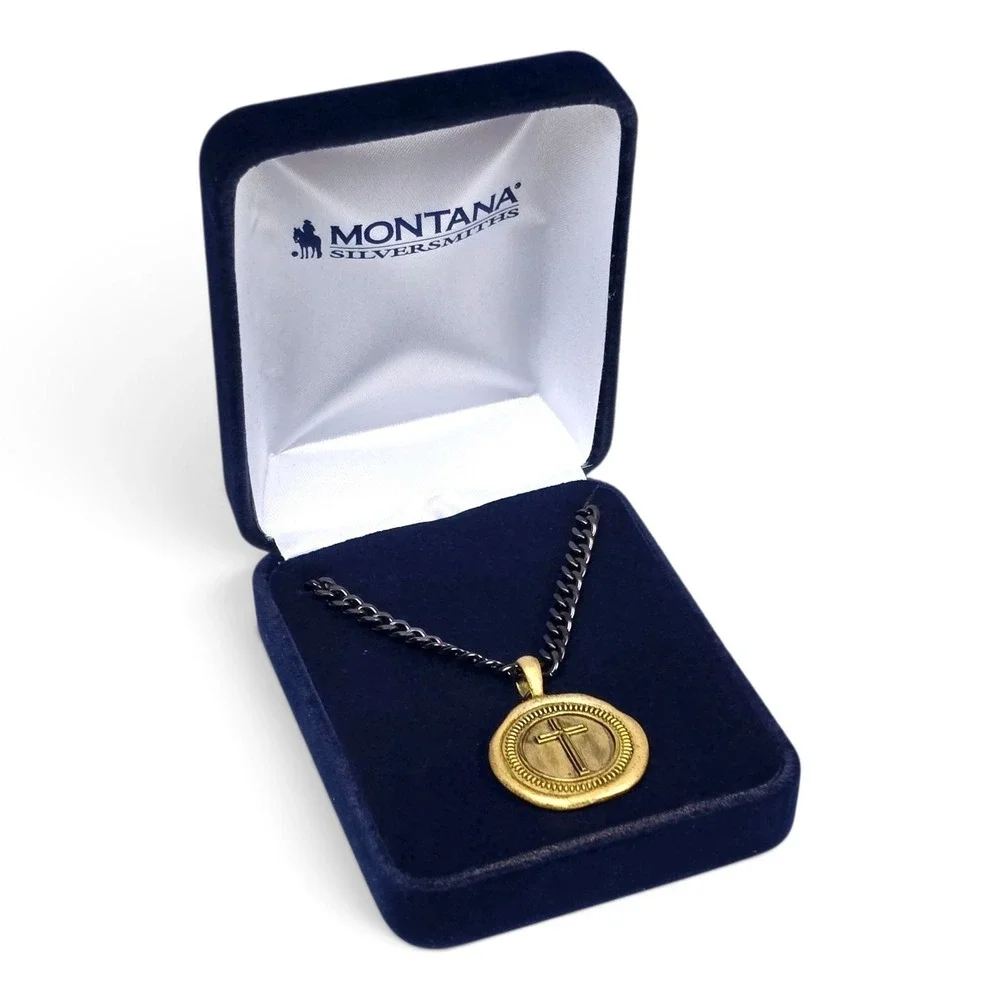 Montana Silversmiths Necklace Men's Seal Of Faith Cross NC6090 Retail $75 NEW